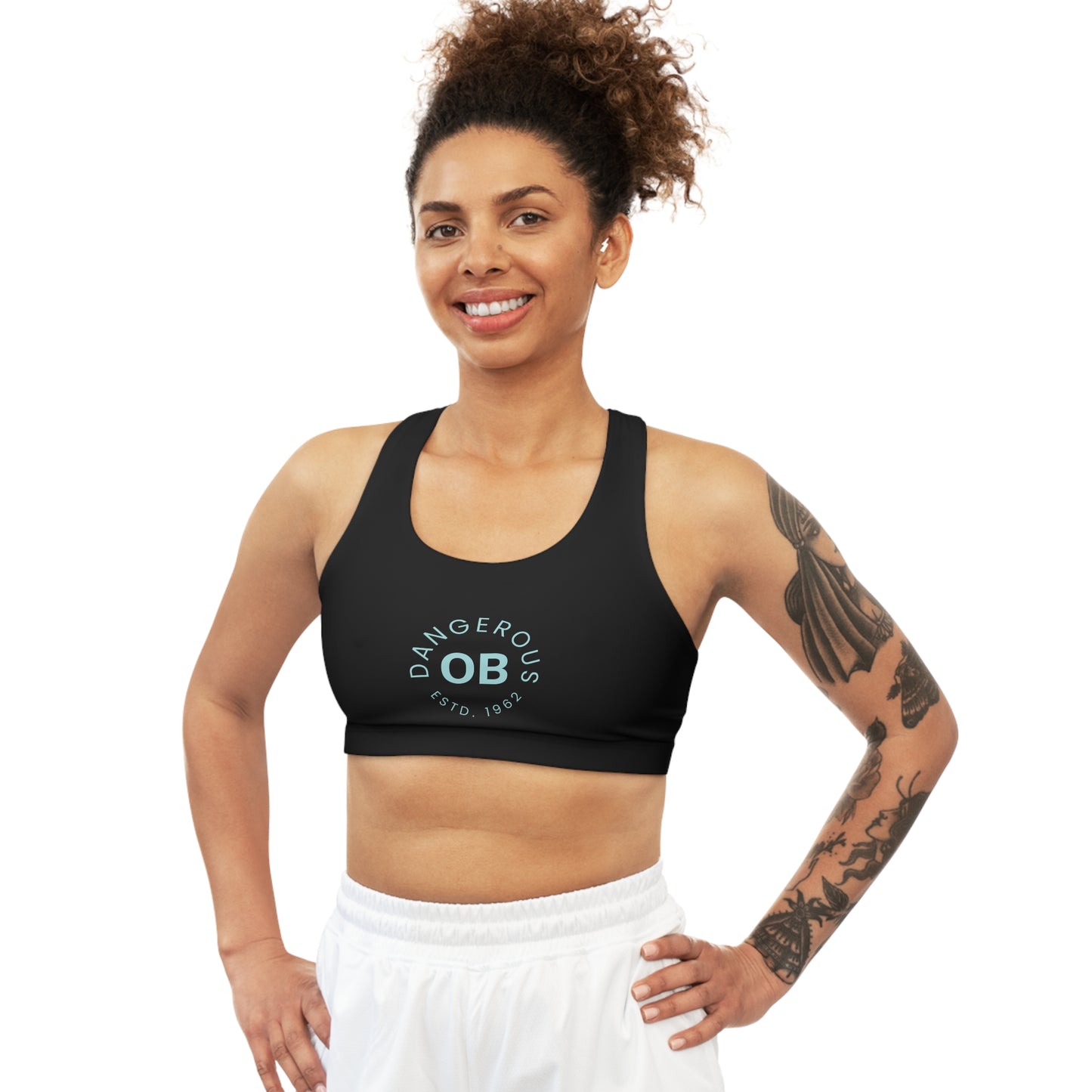OBDangerous Designed Original Logo Black Seamless Sports Bra (AOP)