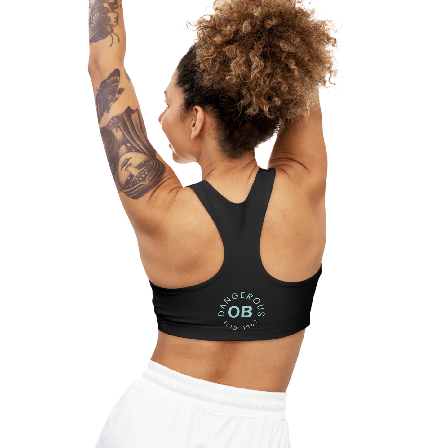OBDangerous Designed Original Logo Black Seamless Sports Bra (AOP)