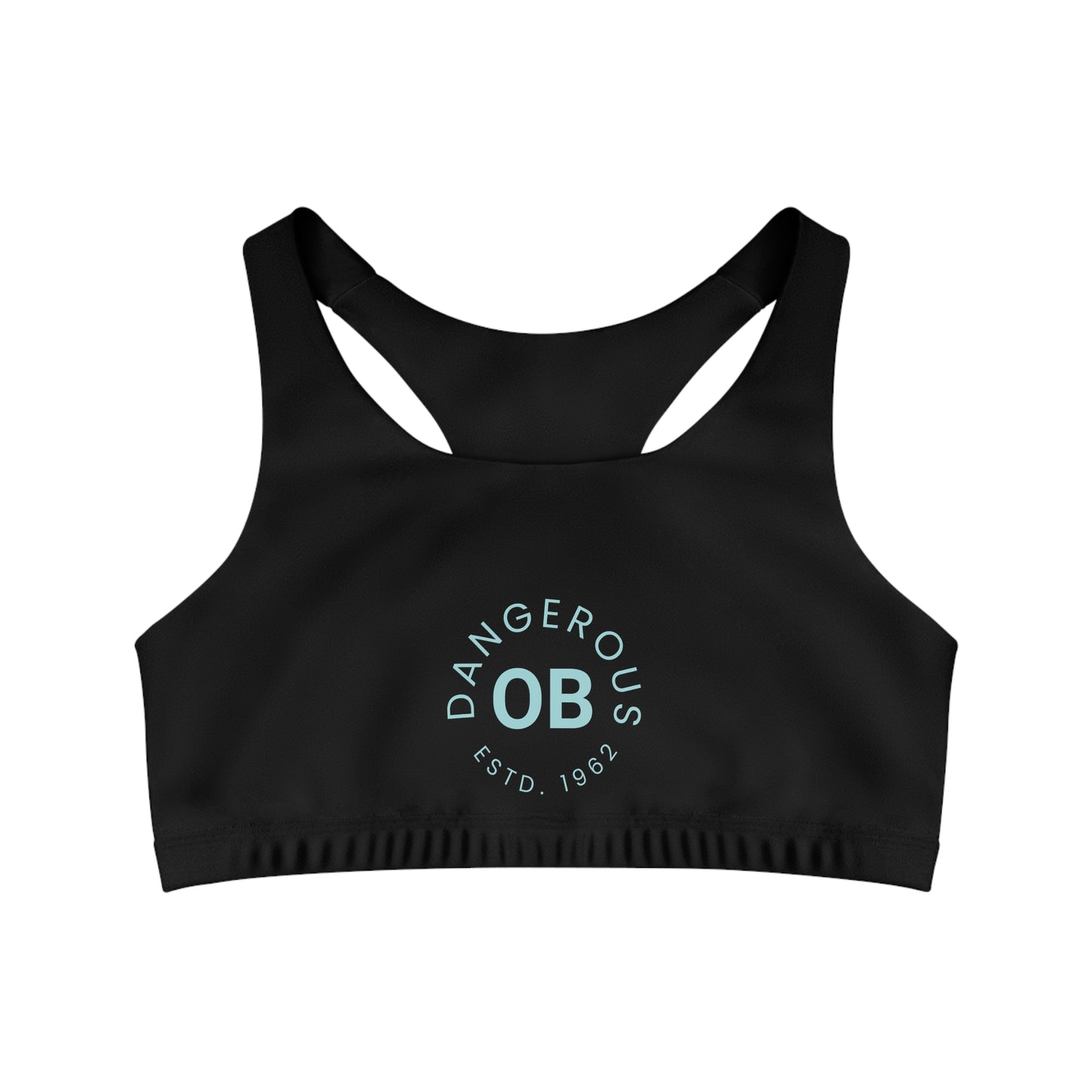 OBDangerous Designed Original Logo Black Seamless Sports Bra (AOP)