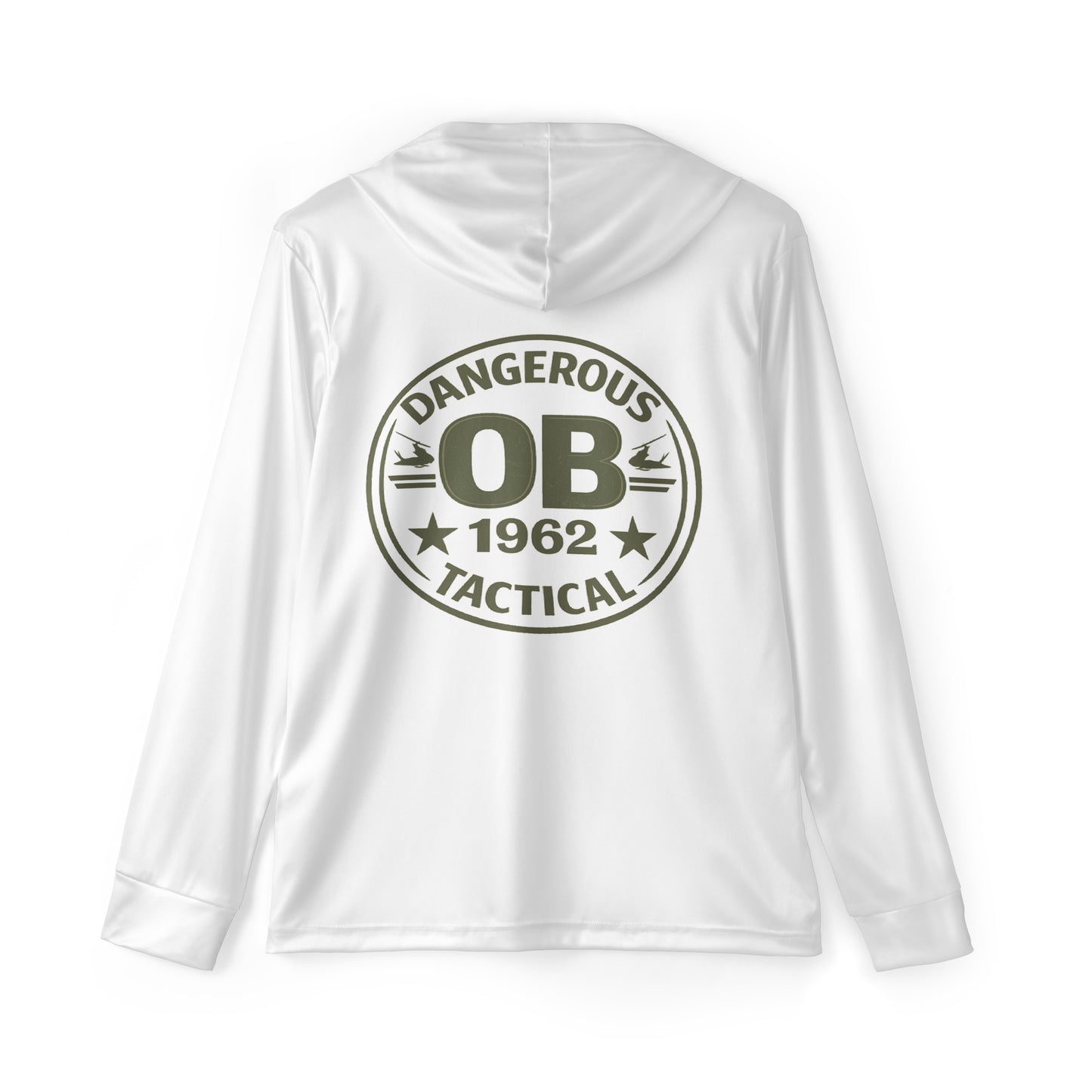 Retro OBdangerous Sports warmup hoodie with bold all-over print, designed for gym and street wear, featuring a comfortable cut-sew fit.