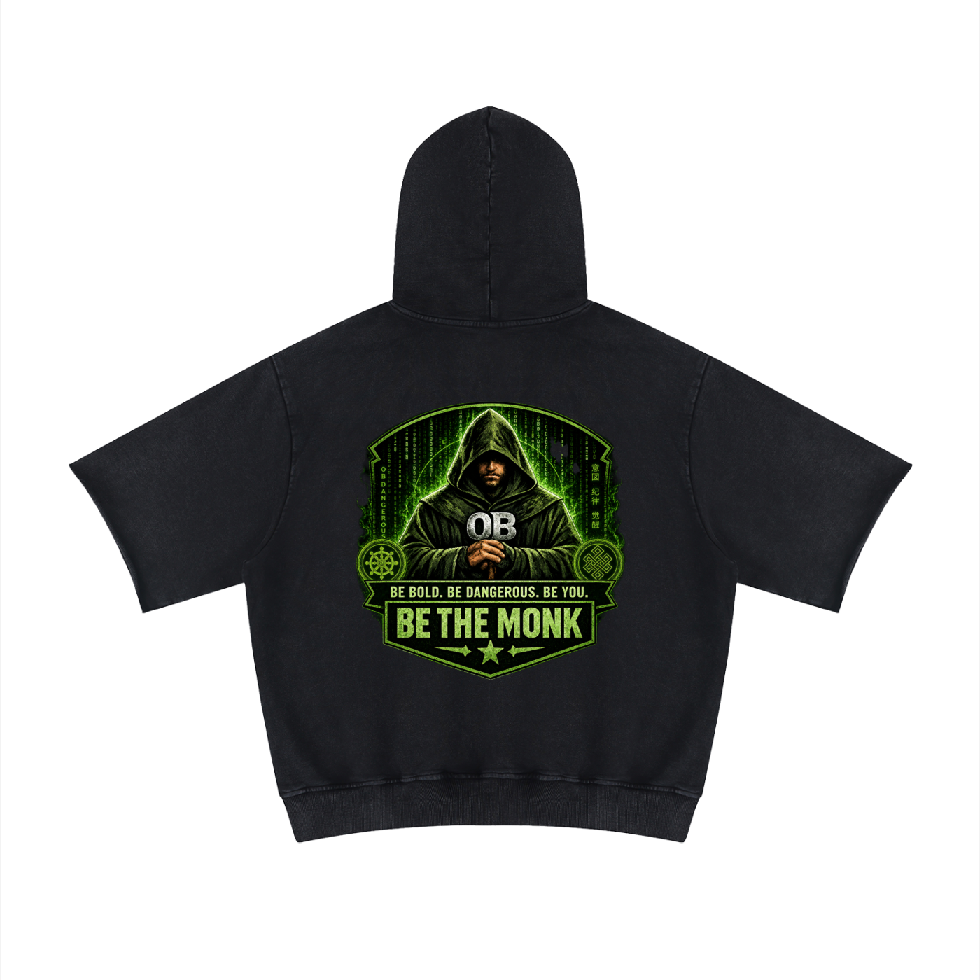 OBD Be The Monk Unisex Mineral Wash Short Sleeve Hoodie