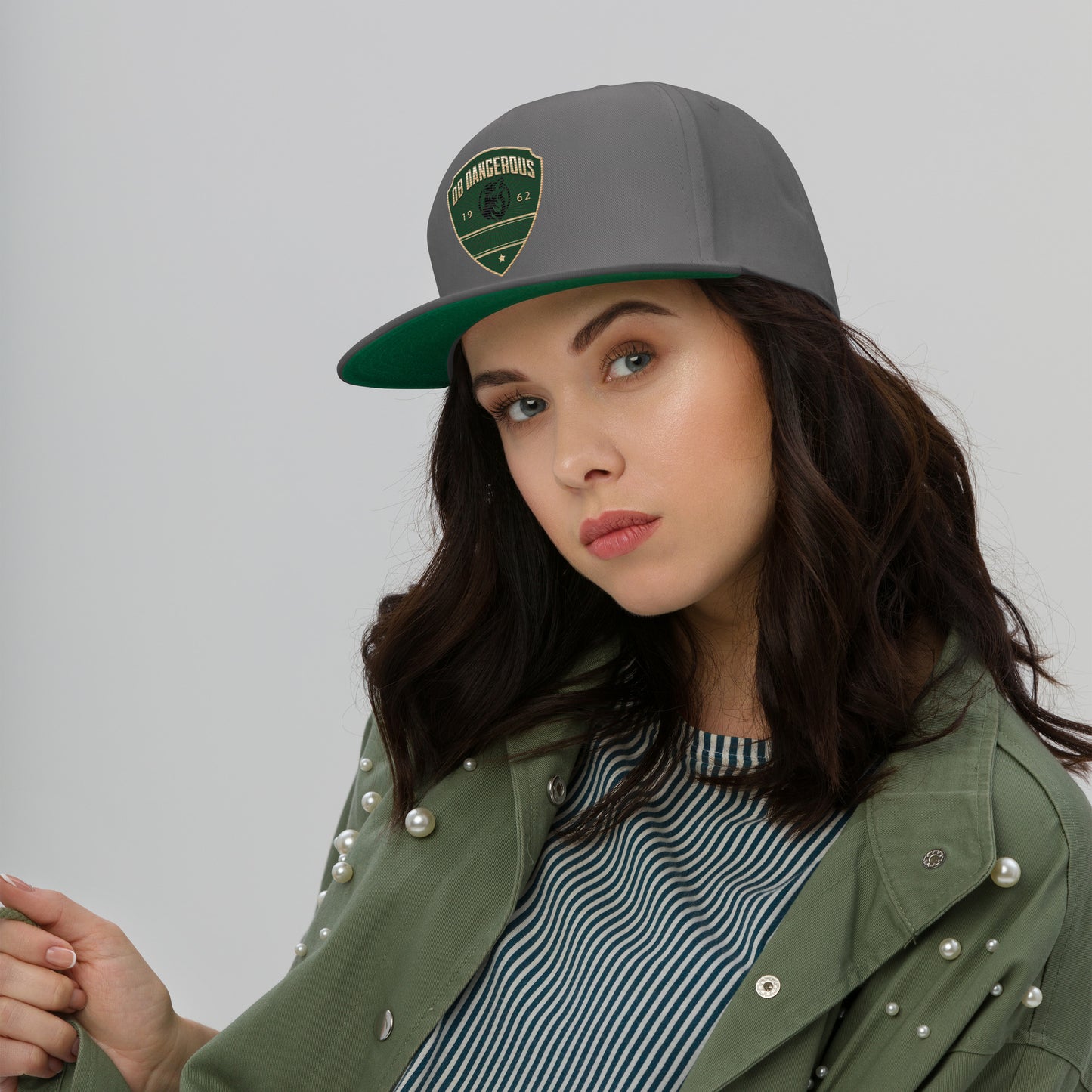OBDangerous Designed Green Wolf Logo Flat Bill Cap