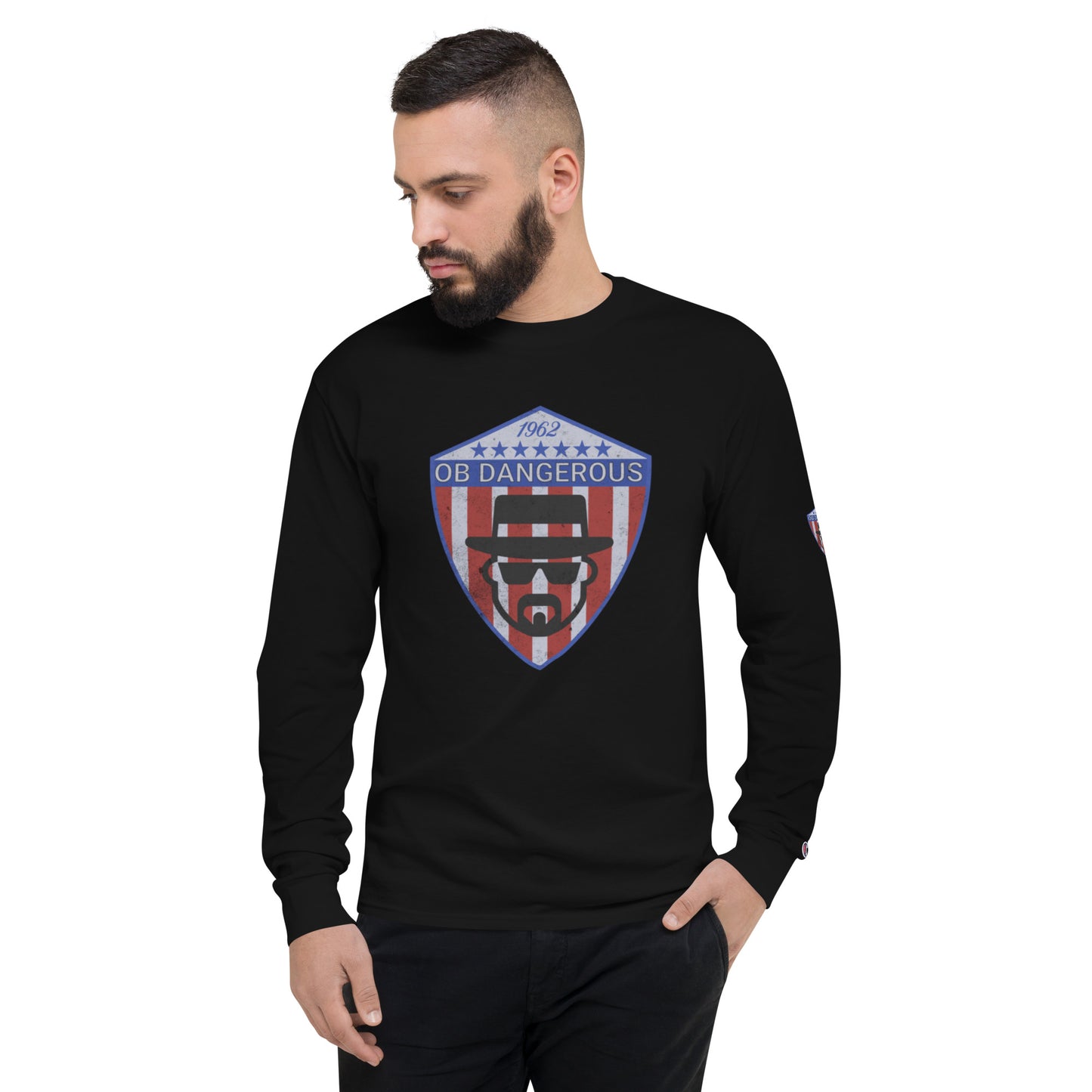 OBDangerous designed RWB logo black Men's Champion Long Sleeve Shirt