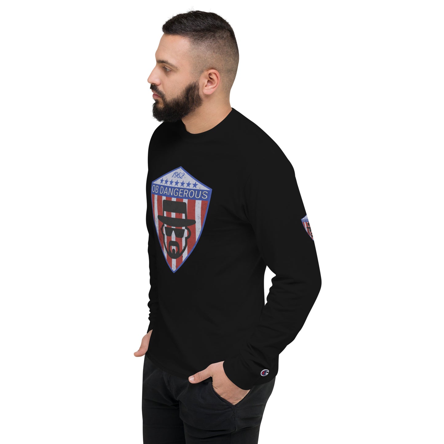 OBDangerous designed RWB logo black Men's Champion Long Sleeve Shirt