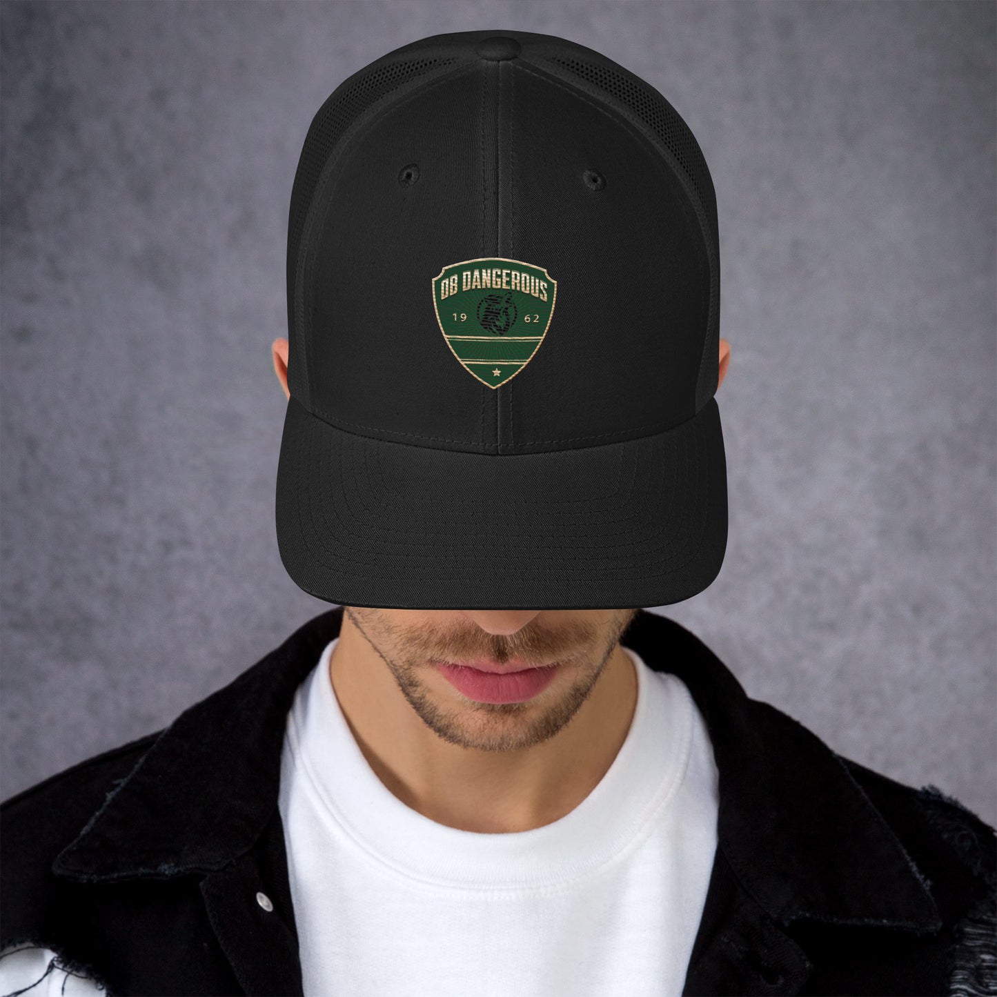 OBdangerous Designed Green Wolf Trucker Cap