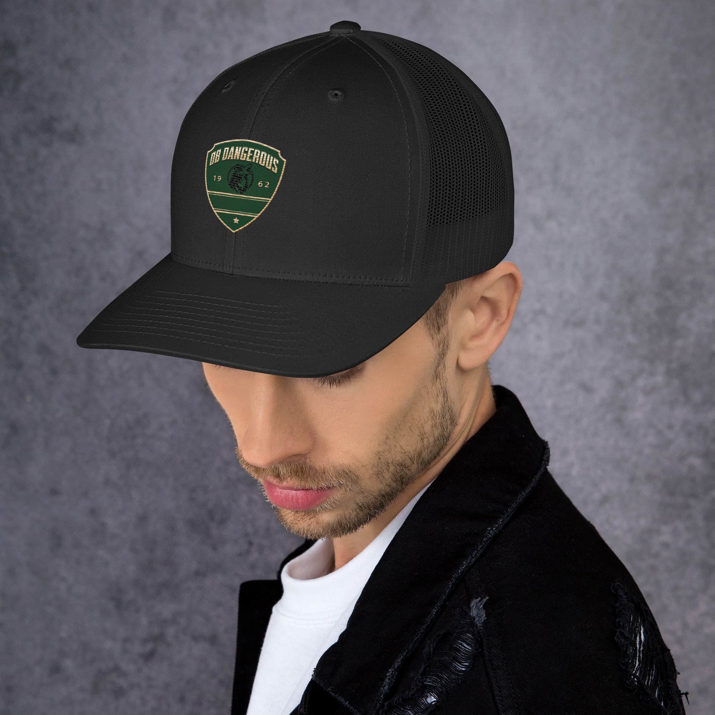 OBdangerous Designed Green Wolf Trucker Cap