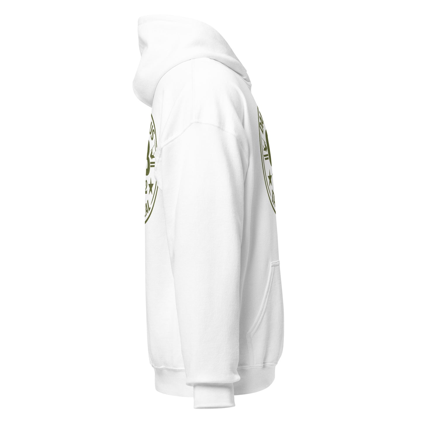 White unisex hoodie from OB DANGEROUS featuring a casual fit, ideal for gym, streetwear, and everyday wear.