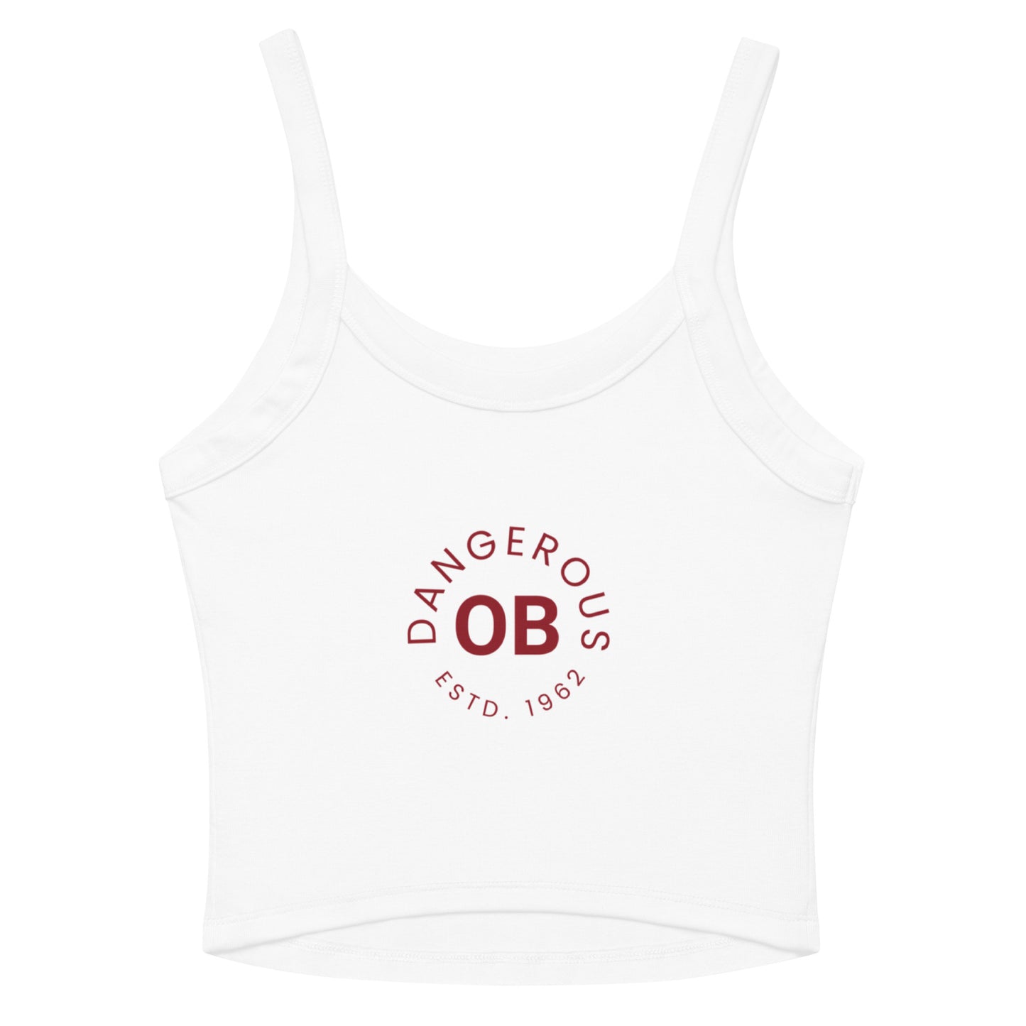 Women's white micro-rib tank top by OB Dangerous Tactical, with a fitted design and solid color back detail.