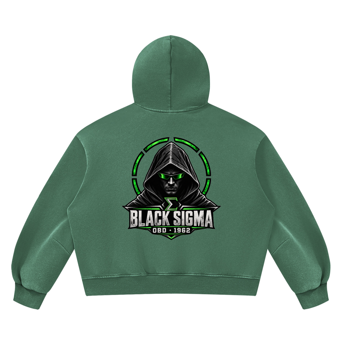 Black Sigma OBD 1962 Vintage Wash Boxy Fleece Hoodie