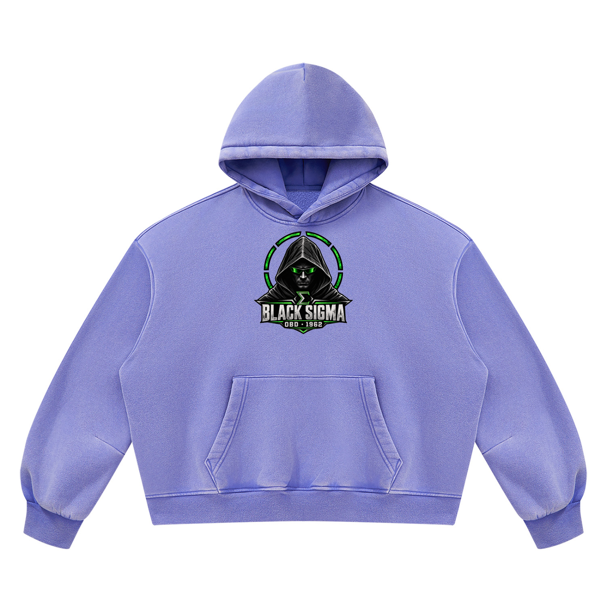 Black Sigma OBD 1962 Vintage Wash Boxy Fleece Hoodie