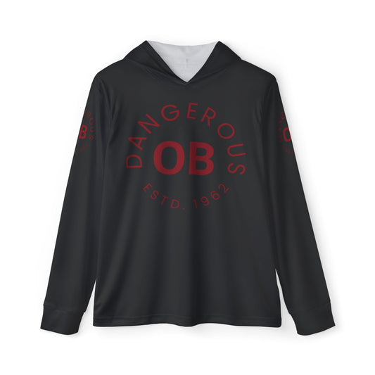 OBDangerous Designed Red Logo on Black Men's Sports Warmup Hoodie (AOP)