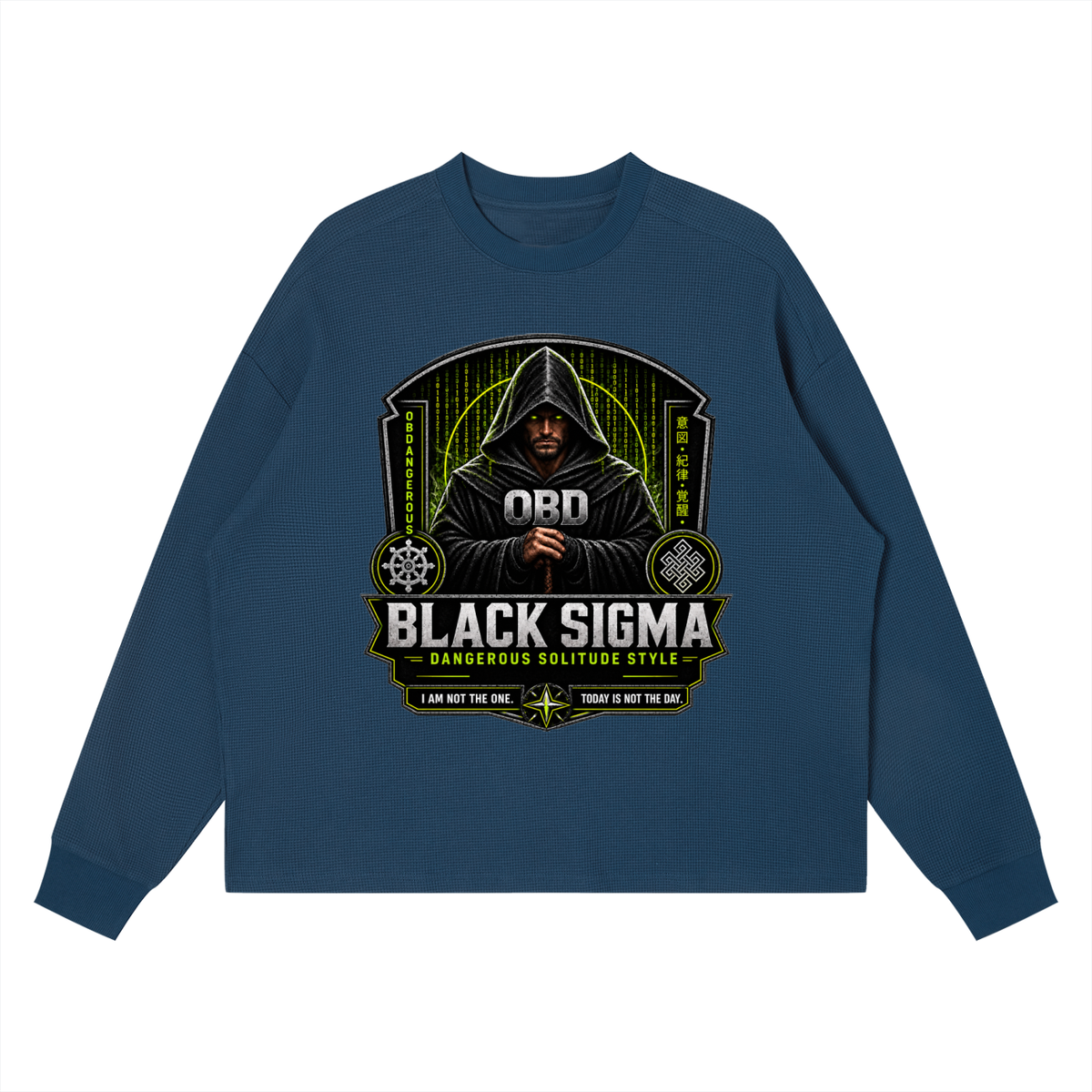 Black Sigma Unisex Waffle Boxy Long Sleeve T-Shirt