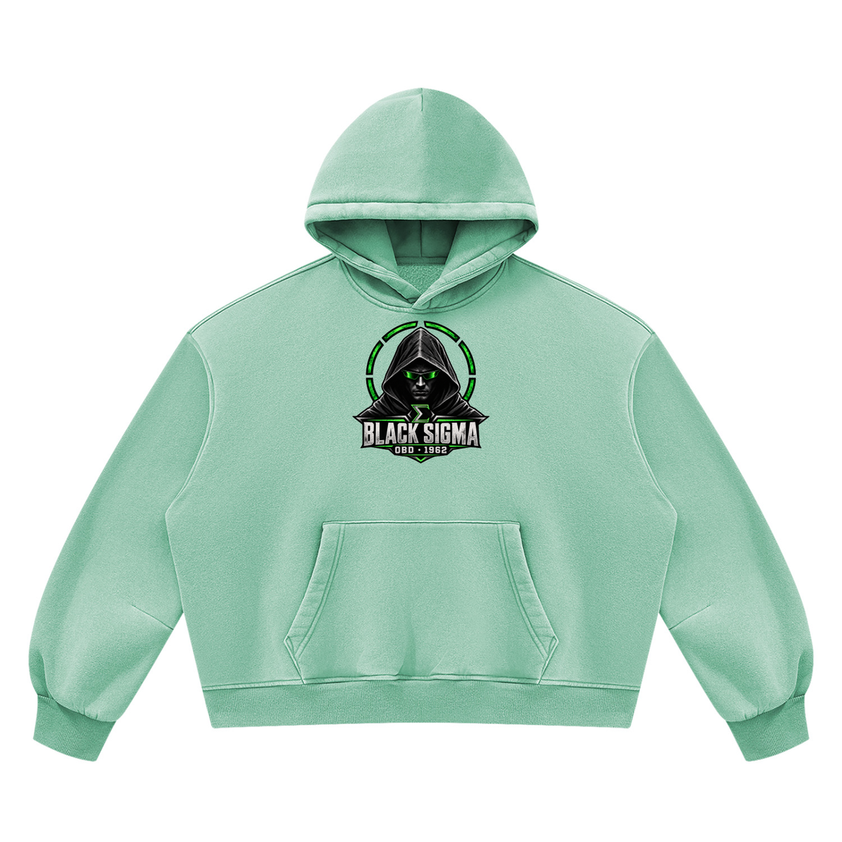 Black Sigma OBD 1962 Vintage Wash Boxy Fleece Hoodie