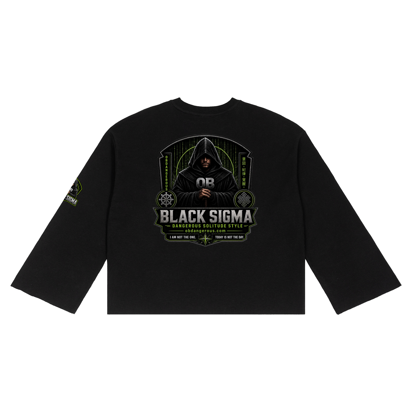 Black Sigma Unisex Waffle Raw Edge T-Shirt