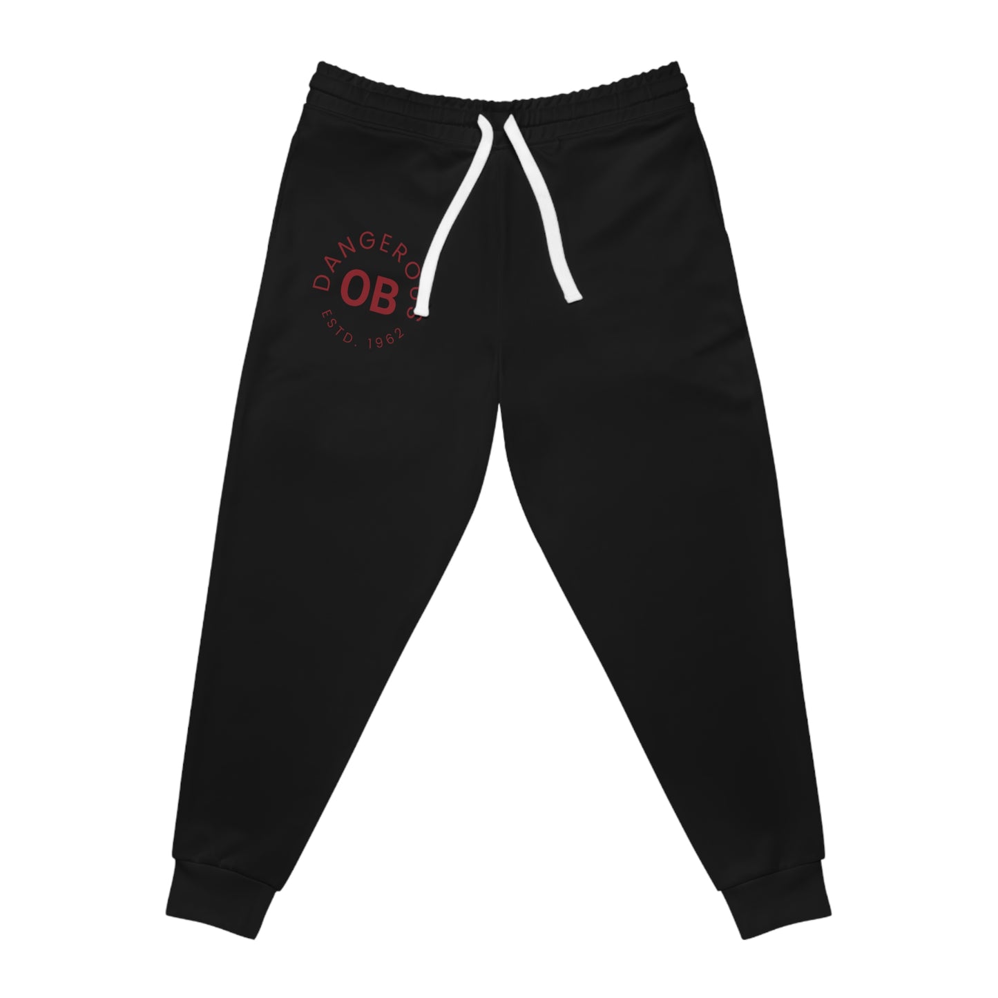 OBDangerous Designed Red Logo on Black Athletic Joggers (AOP)