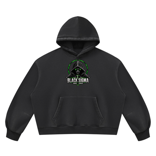Black Sigma OBD 1962 Vintage Wash Boxy Fleece Hoodie