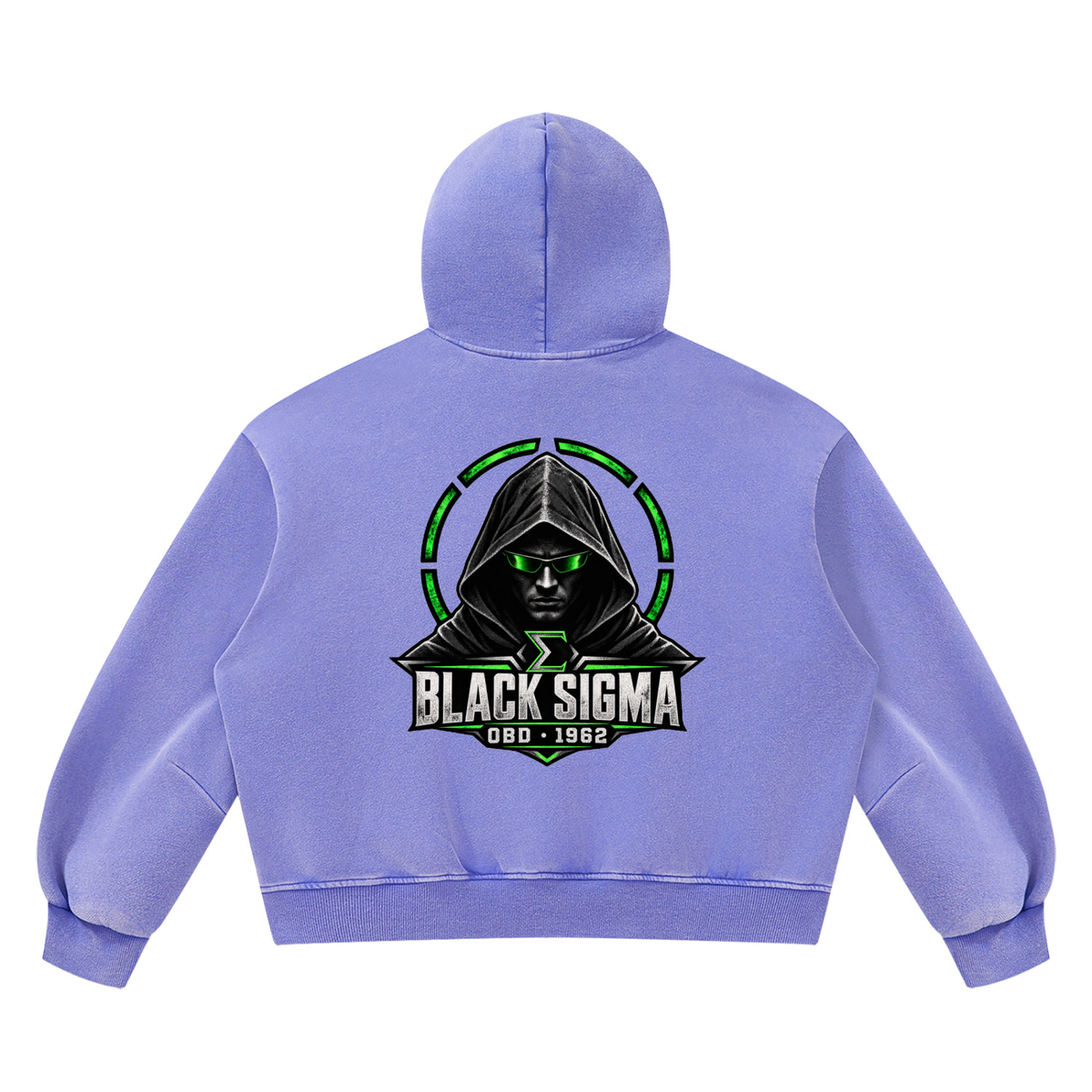 Black Sigma OBD 1962 Vintage Wash Boxy Fleece Hoodie