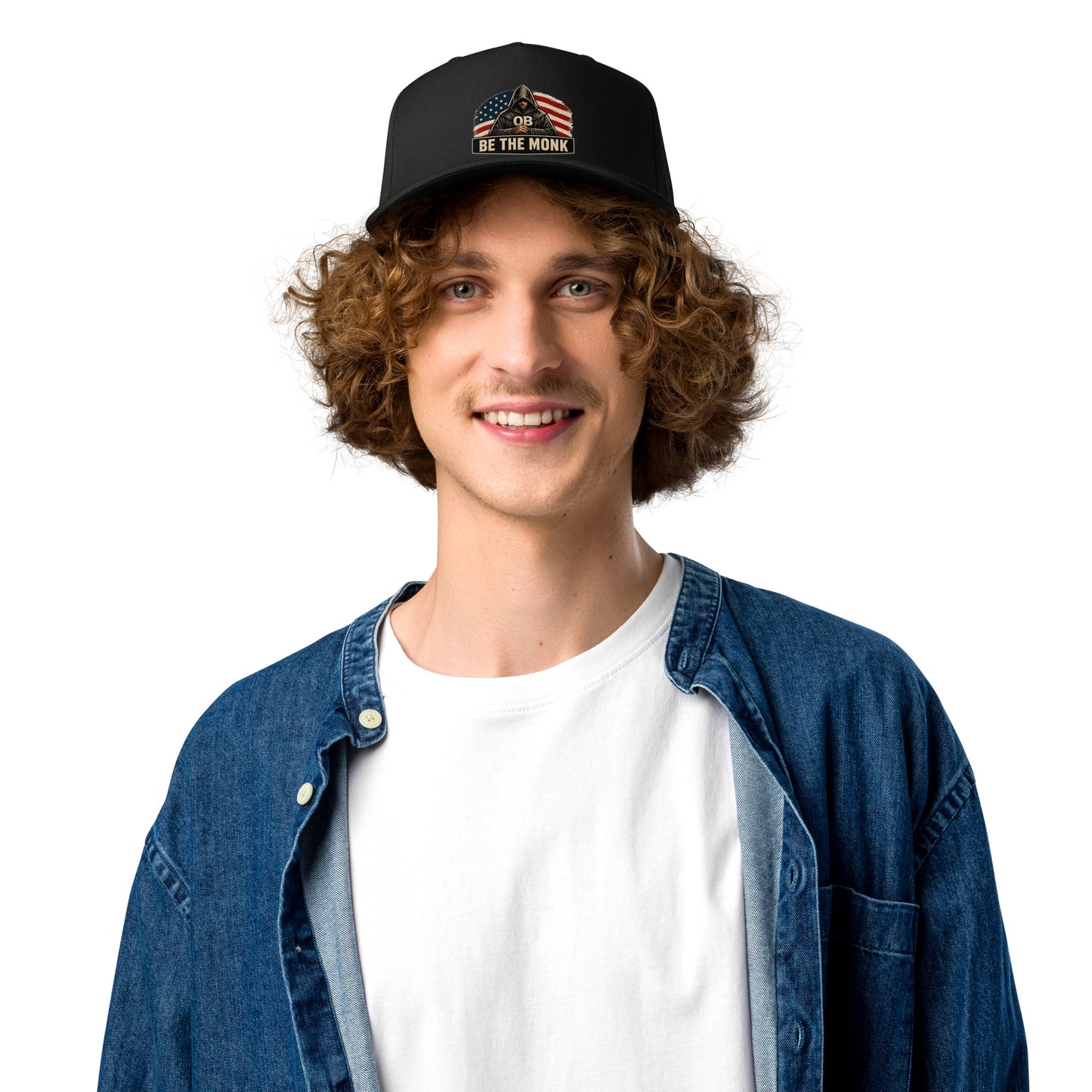 Black OB DANGEROUS Be the Monk OBDangerous 5-panel baseball cap with a mid-profile design, suited for gym and street style.