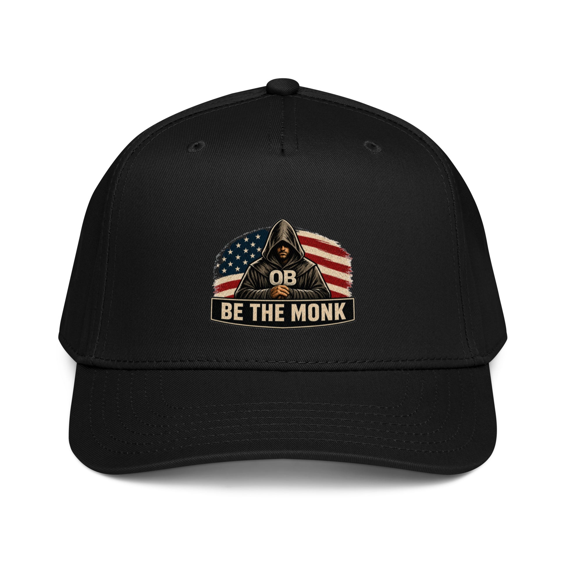 OB DANGEROUS Be the Monk OBDangerous black 5-panel baseball cap, mid-profile design, suitable for gym and street style.