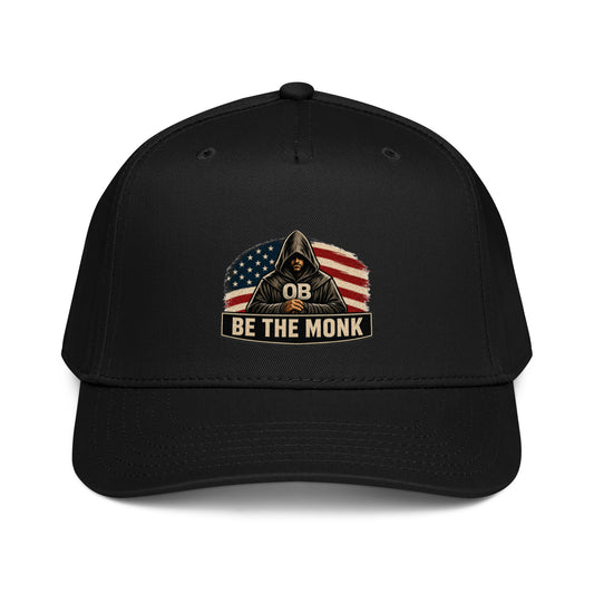 OB DANGEROUS Be the Monk OBDangerous black 5-panel baseball cap, mid-profile design, suitable for gym and street style.