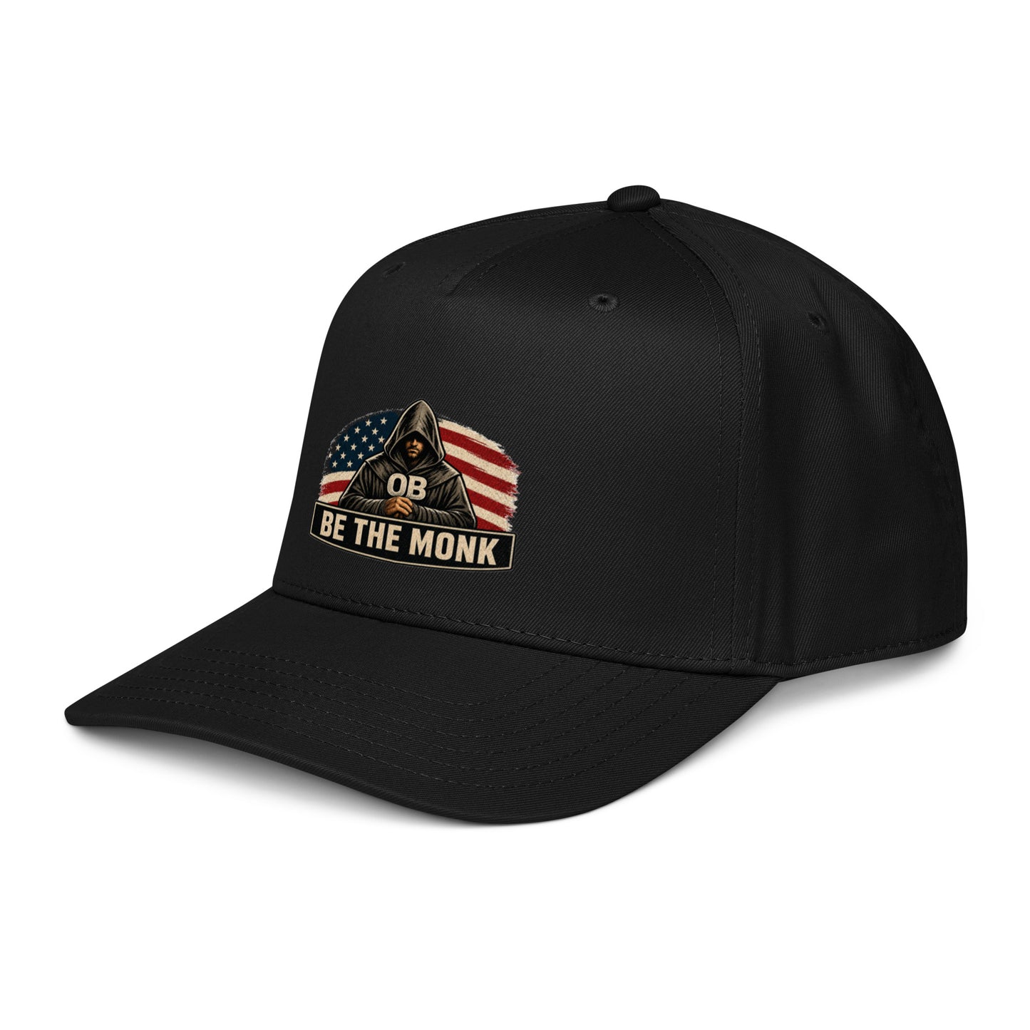 Black Be the Monk OBDangerous 5-panel baseball cap with mid-profile design, featuring the brand's logo on the front.