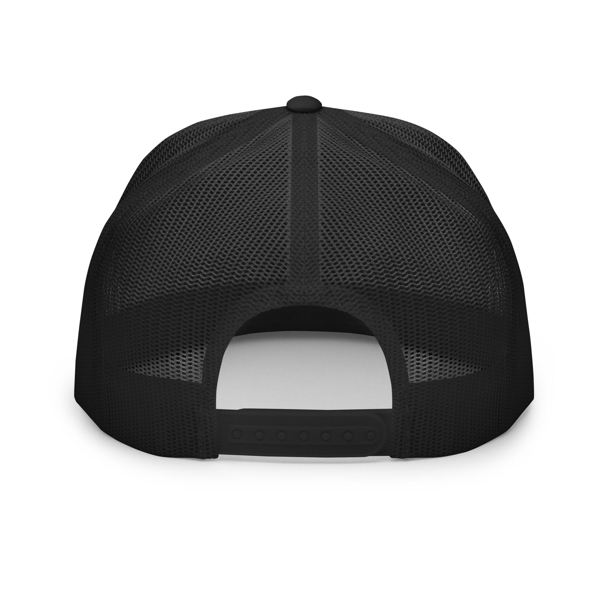Black OB DANGEROUS Be The Monk trucker cap with embroidered design, 5-panel style, suitable for gym and streetwear.
