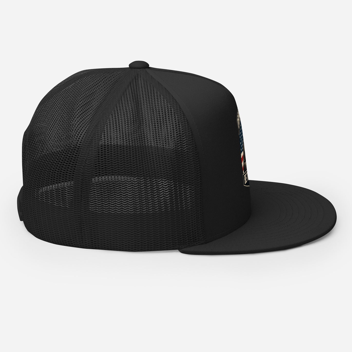 Black Be The Monk embroidered trucker cap by OB DANGEROUS, featuring a classic 5-panel design for gym, street, and casual wear.
