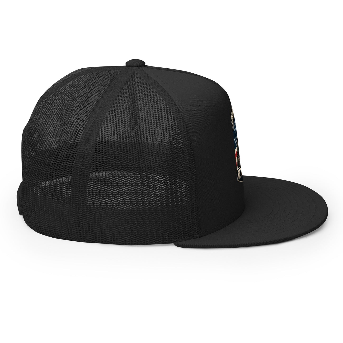 Black OB Dangerous Be The Monk embroidered 5-panel trucker cap, stylish and versatile for gym, street, and casual wear.