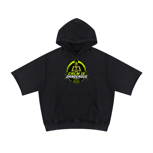 Calm is Dangerous Unisex Mineral Wash Short Sleeve Hoodie