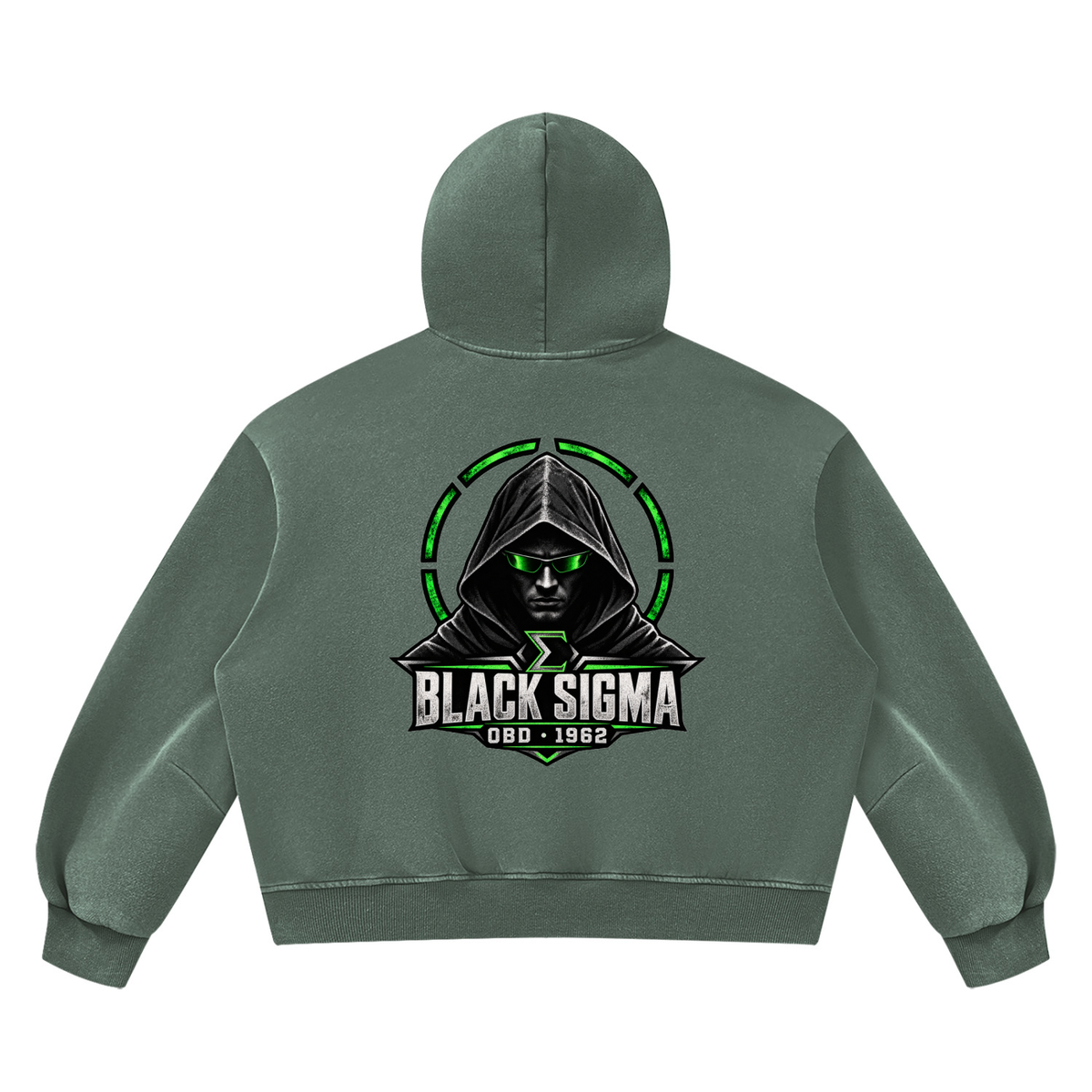 Black Sigma OBD 1962 Vintage Wash Boxy Fleece Hoodie