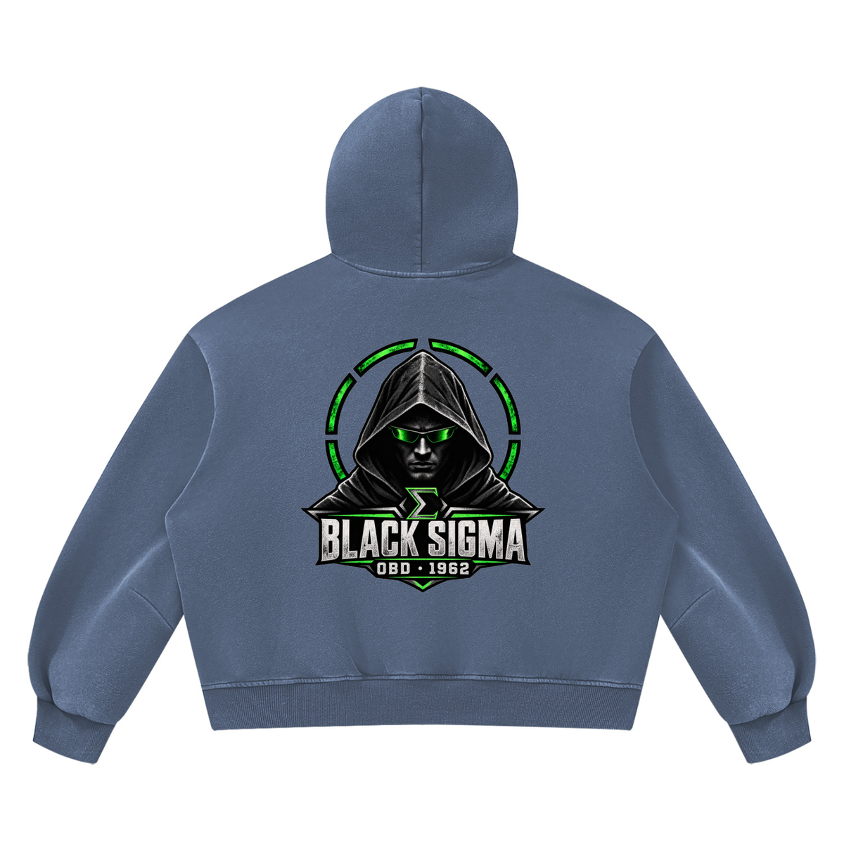 Black Sigma OBD 1962 Vintage Wash Boxy Fleece Hoodie