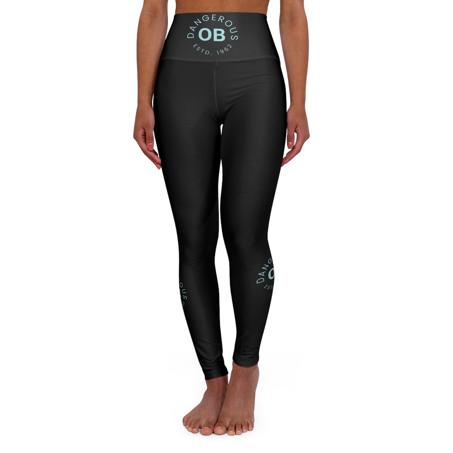 OBDangerous Designed Original Logo Black High Waisted Yoga Leggings (AOP)