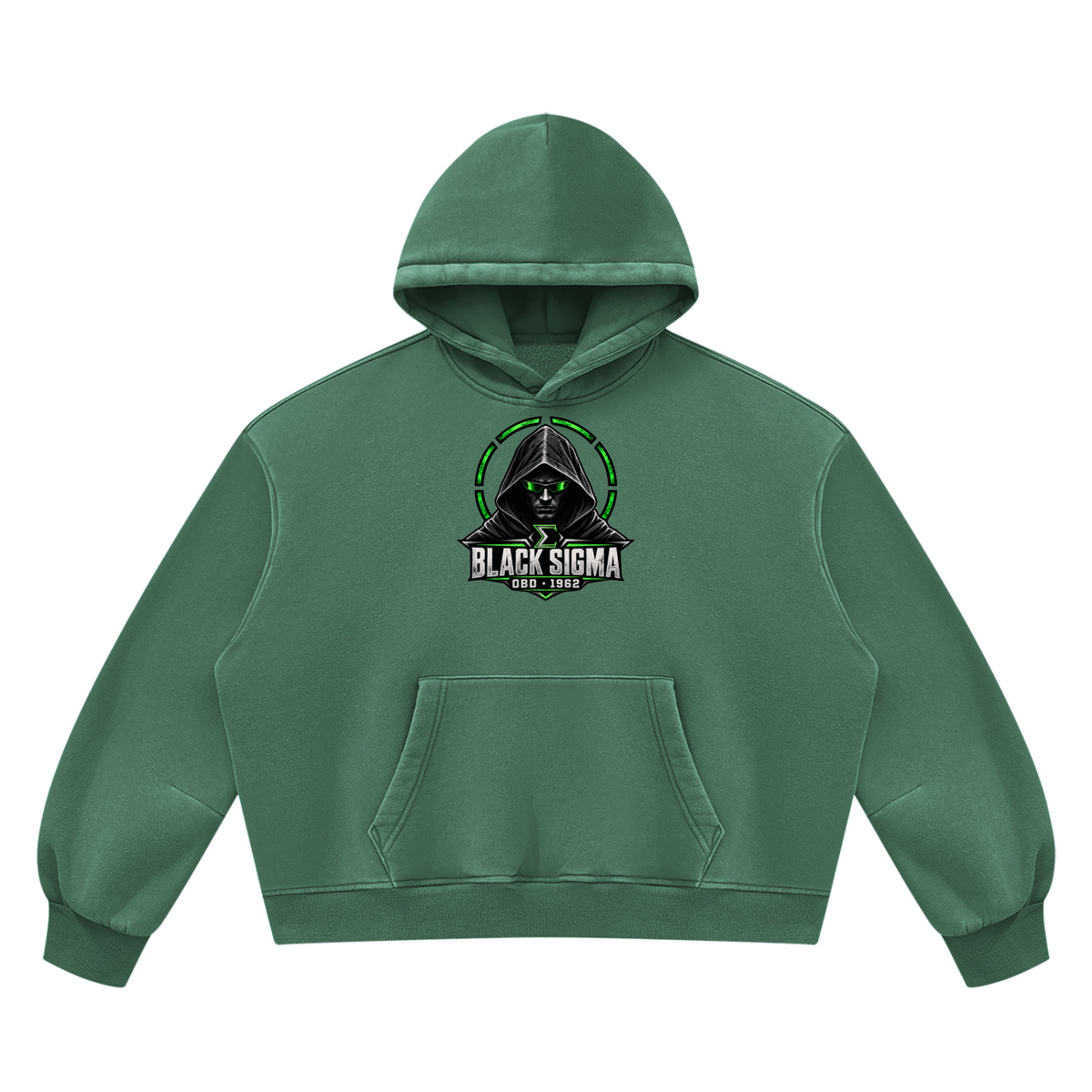 Black Sigma OBD 1962 Vintage Wash Boxy Fleece Hoodie