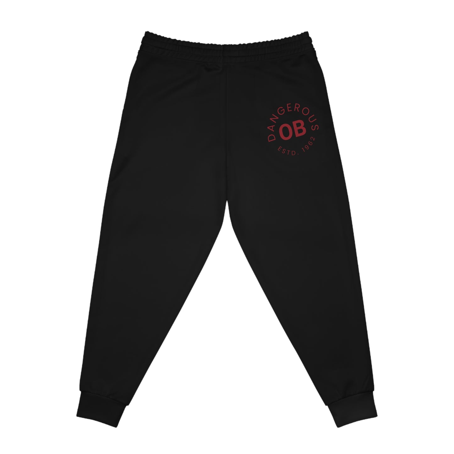 OBDangerous Designed Red Logo on Black Athletic Joggers (AOP)