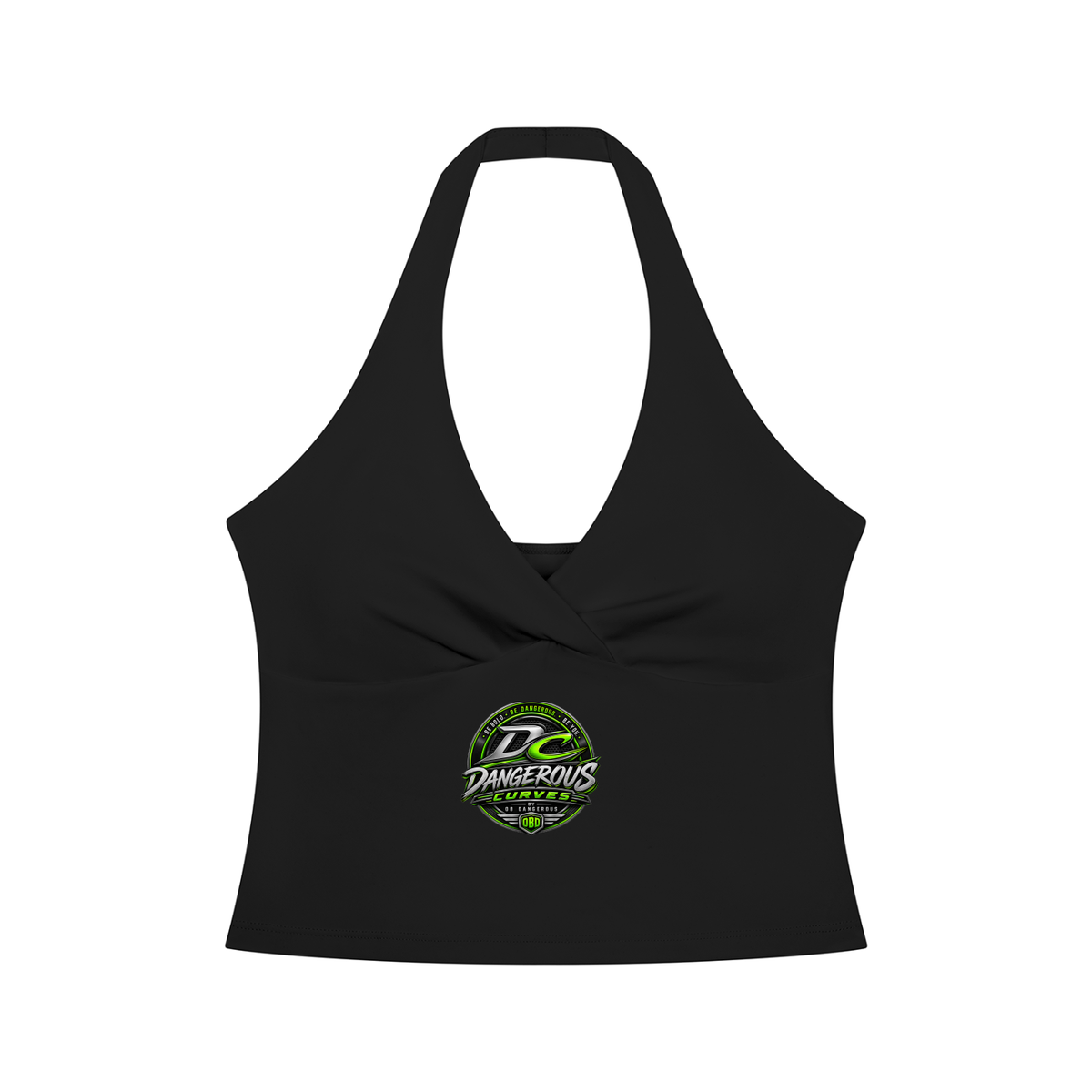 Dangerous Curves Women’s Ruched Halter Yoga Crop Tank