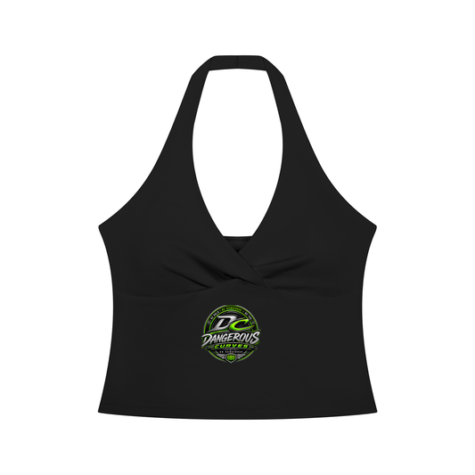 Dangerous Curves Women’s Ruched Halter Yoga Crop Tank