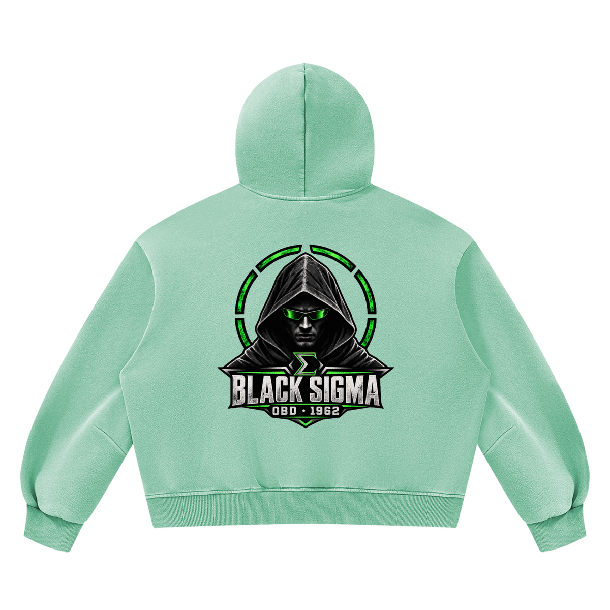 Black Sigma OBD 1962 Vintage Wash Boxy Fleece Hoodie