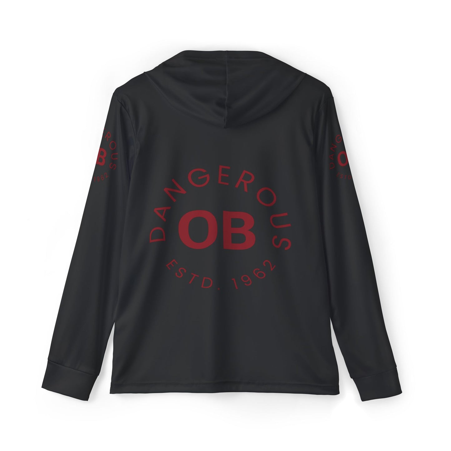 OBDangerous Designed Red Logo on Black Men's Sports Warmup Hoodie (AOP)