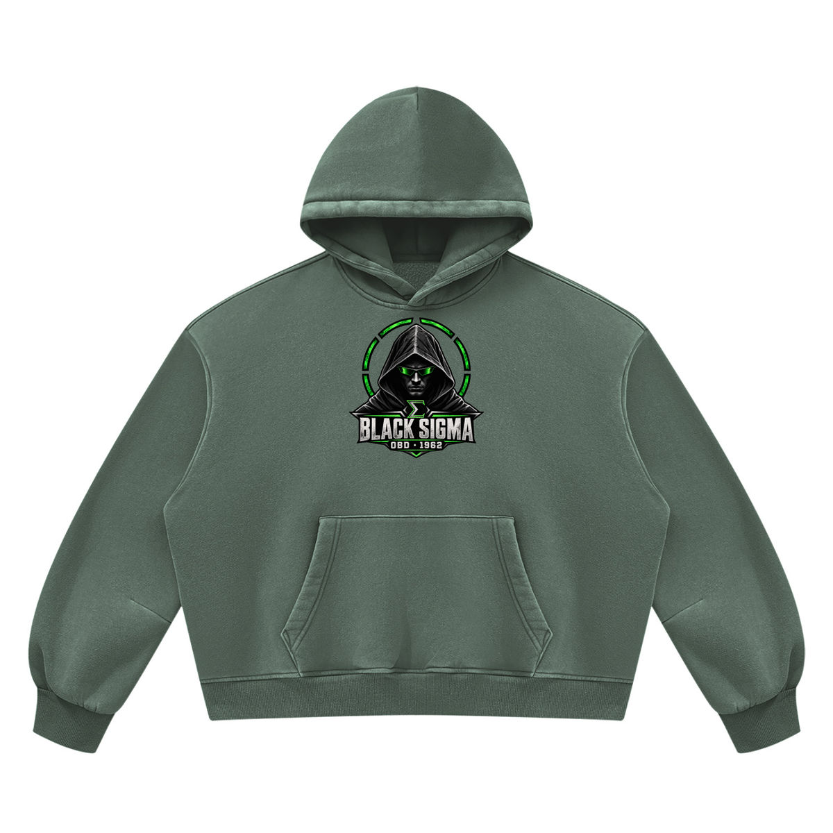Black Sigma OBD 1962 Vintage Wash Boxy Fleece Hoodie
