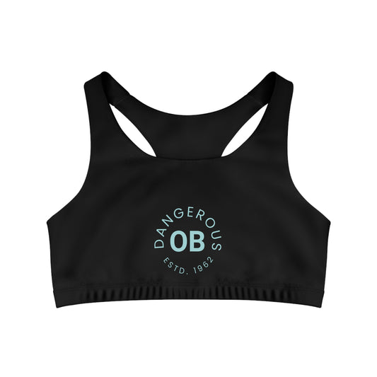 OBDangerous Designed Original Logo Black Seamless Sports Bra (AOP)