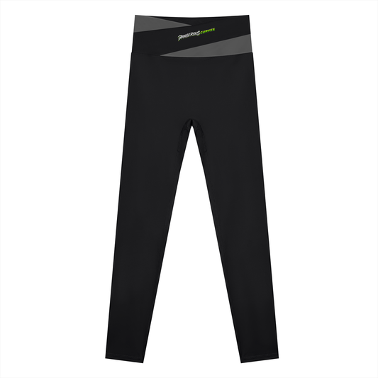Dangerous Curves Women's color block yoga leggings by ODMPOD featuring vibrant multicolor panels and a fitted elastic waistband