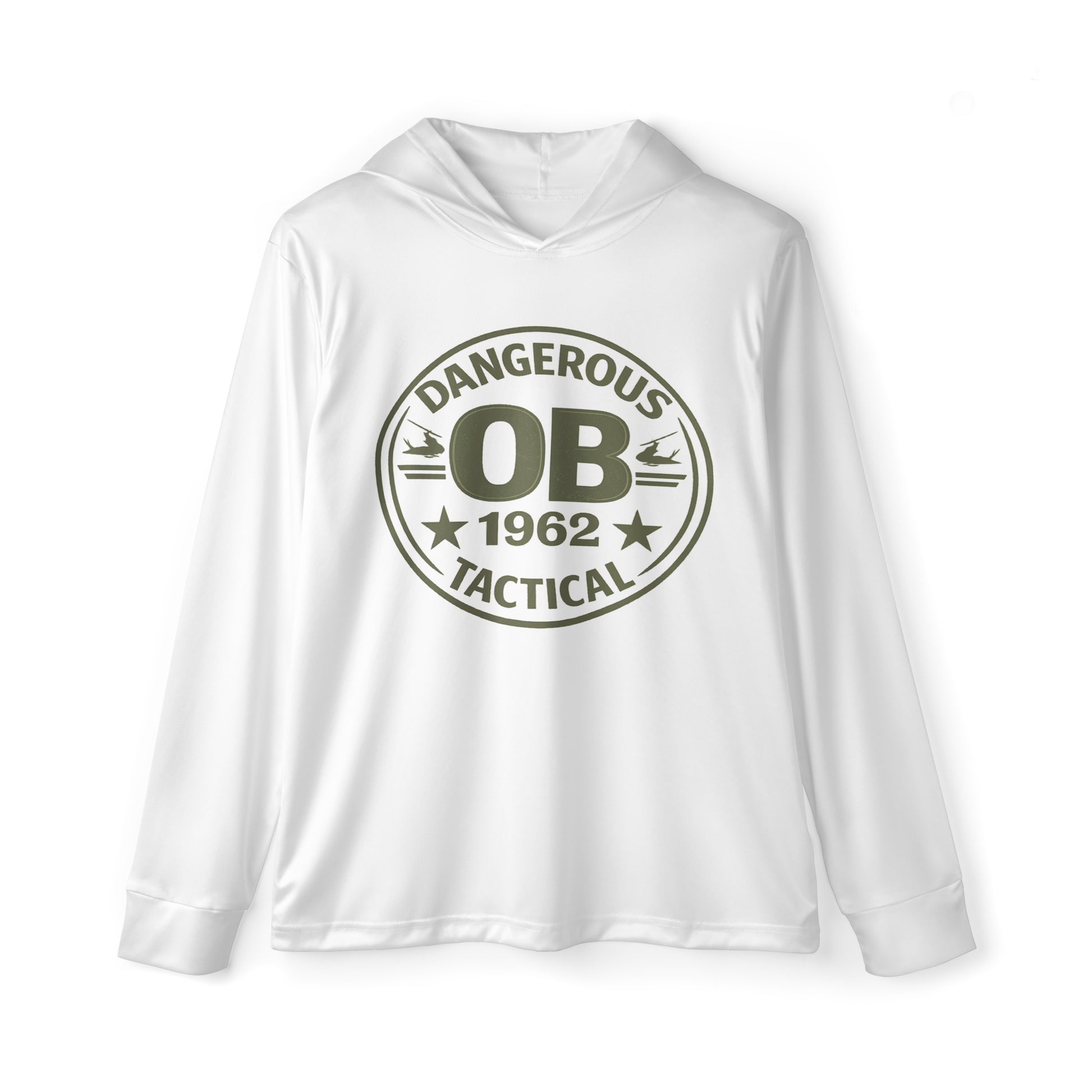 All-over-print men's Retro OBdangerous Sports warmup hoodie featuring bold design, long sleeves, and front pocket, casual athletic style.