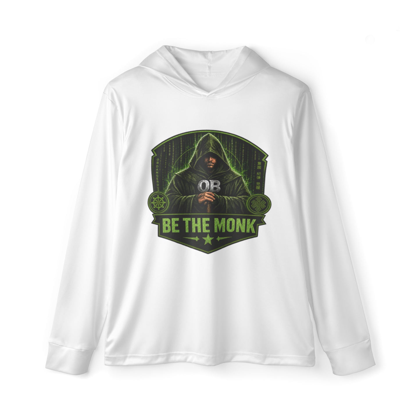 OB DANGEROUS Be The Monk Matrix sports warmup hoodie with all-over print, designed for gym, street, and casual wear.