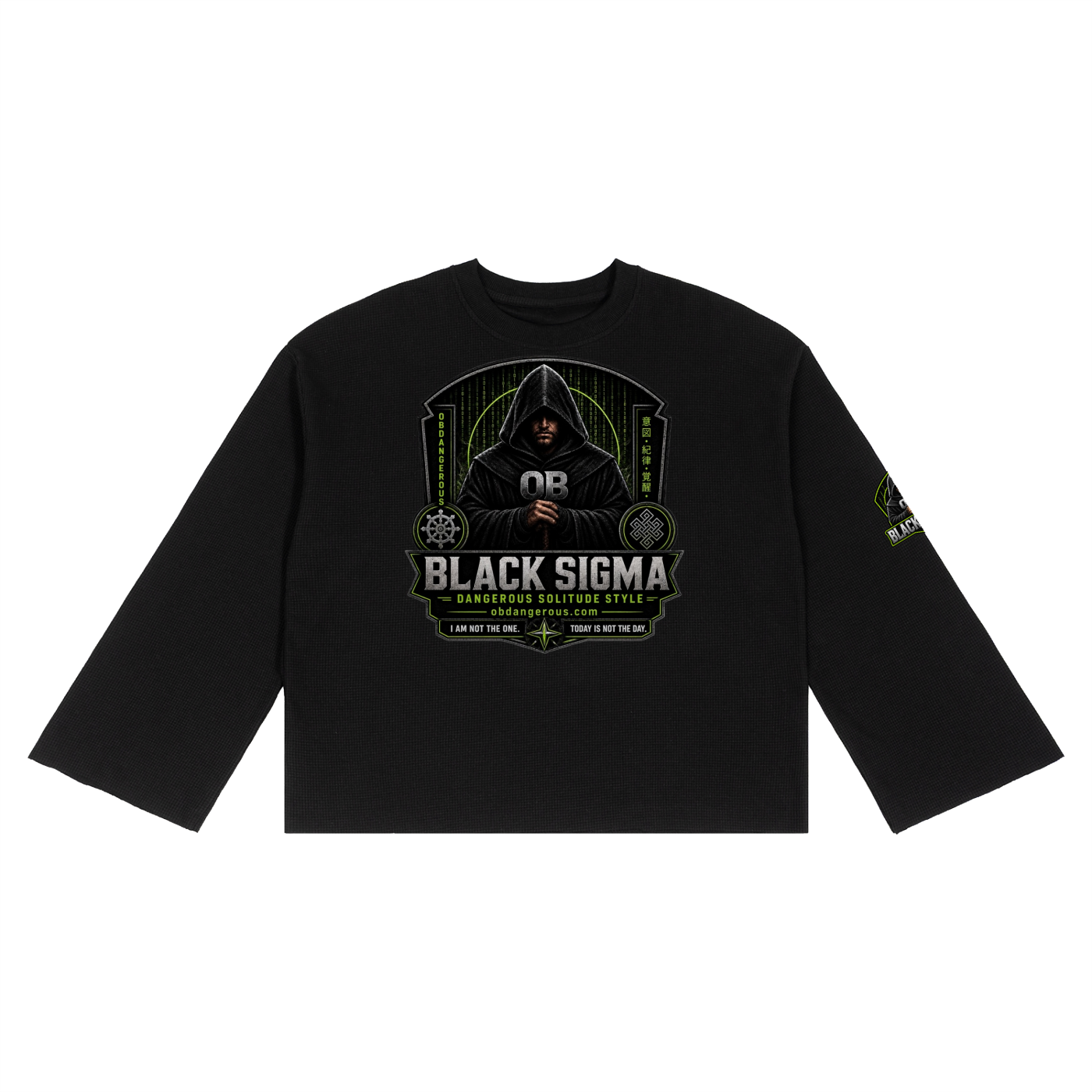 Black Sigma Unisex Waffle Raw Edge T-Shirt