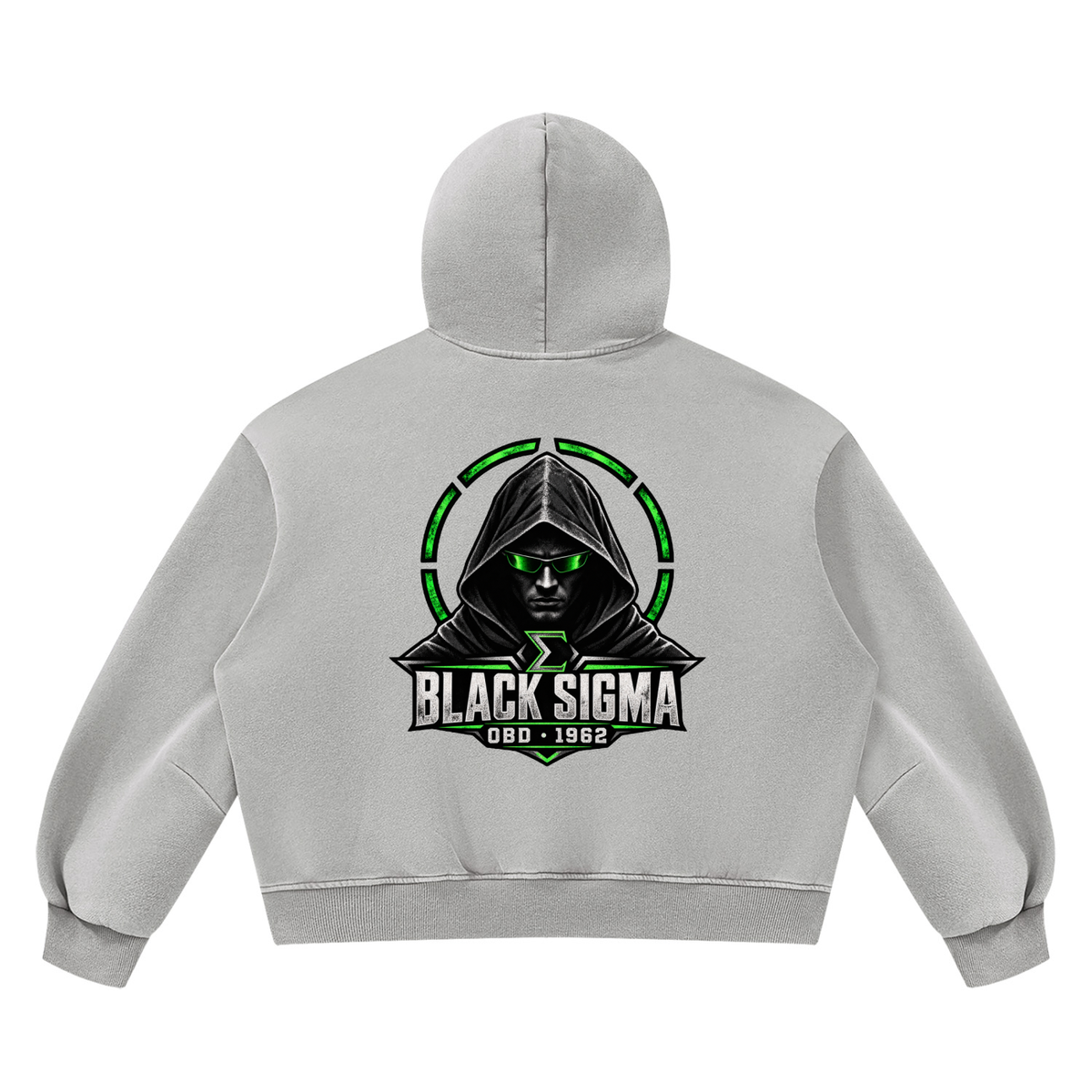 Black Sigma OBD 1962 Vintage Wash Boxy Fleece Hoodie
