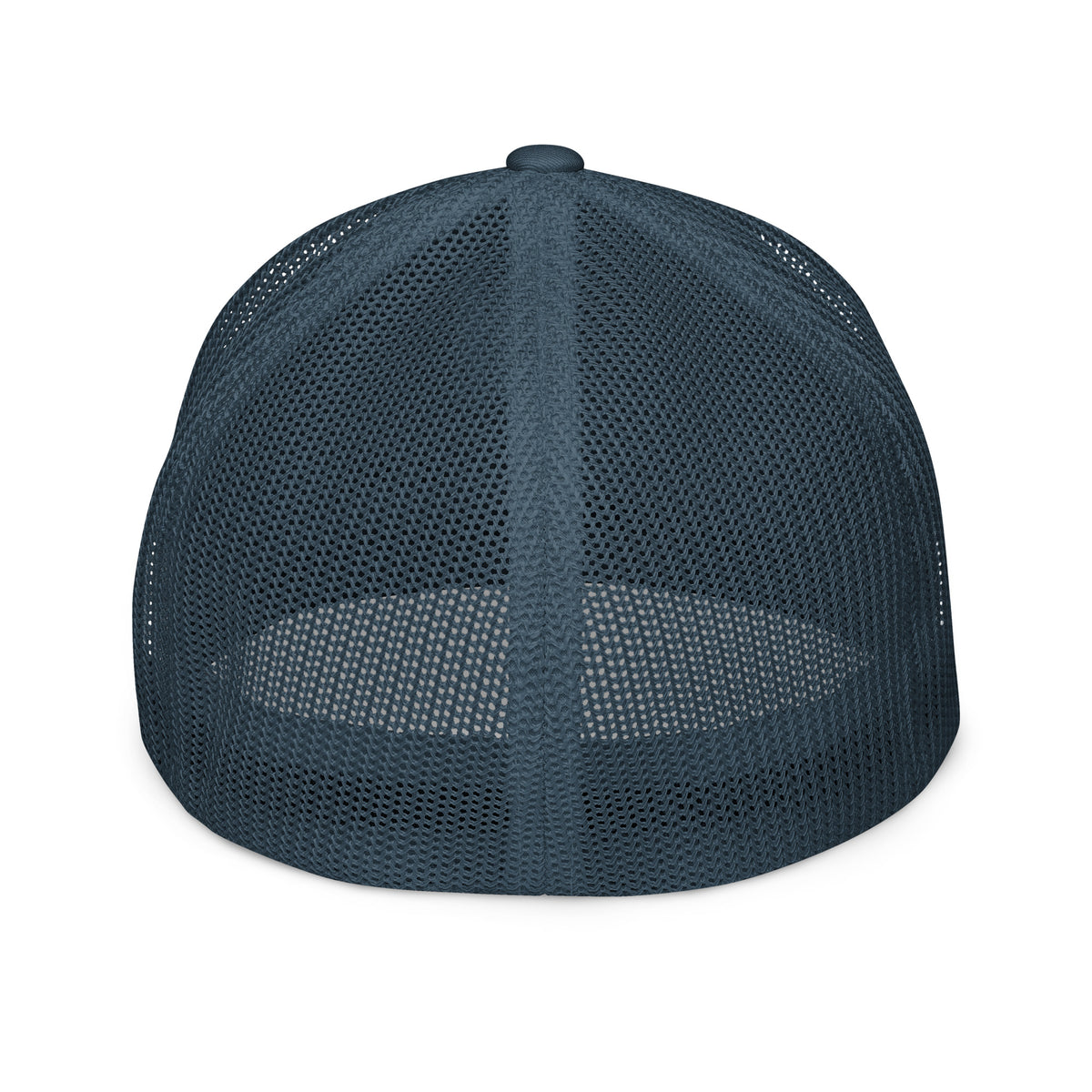 Navy Lone Wolf OBD embroidered closed-back trucker cap by OB DANGEROUS, featuring front embroidery and mesh back for breathability.