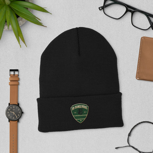 OBDangerous  Green Wolf Logo Cuffed Beanie