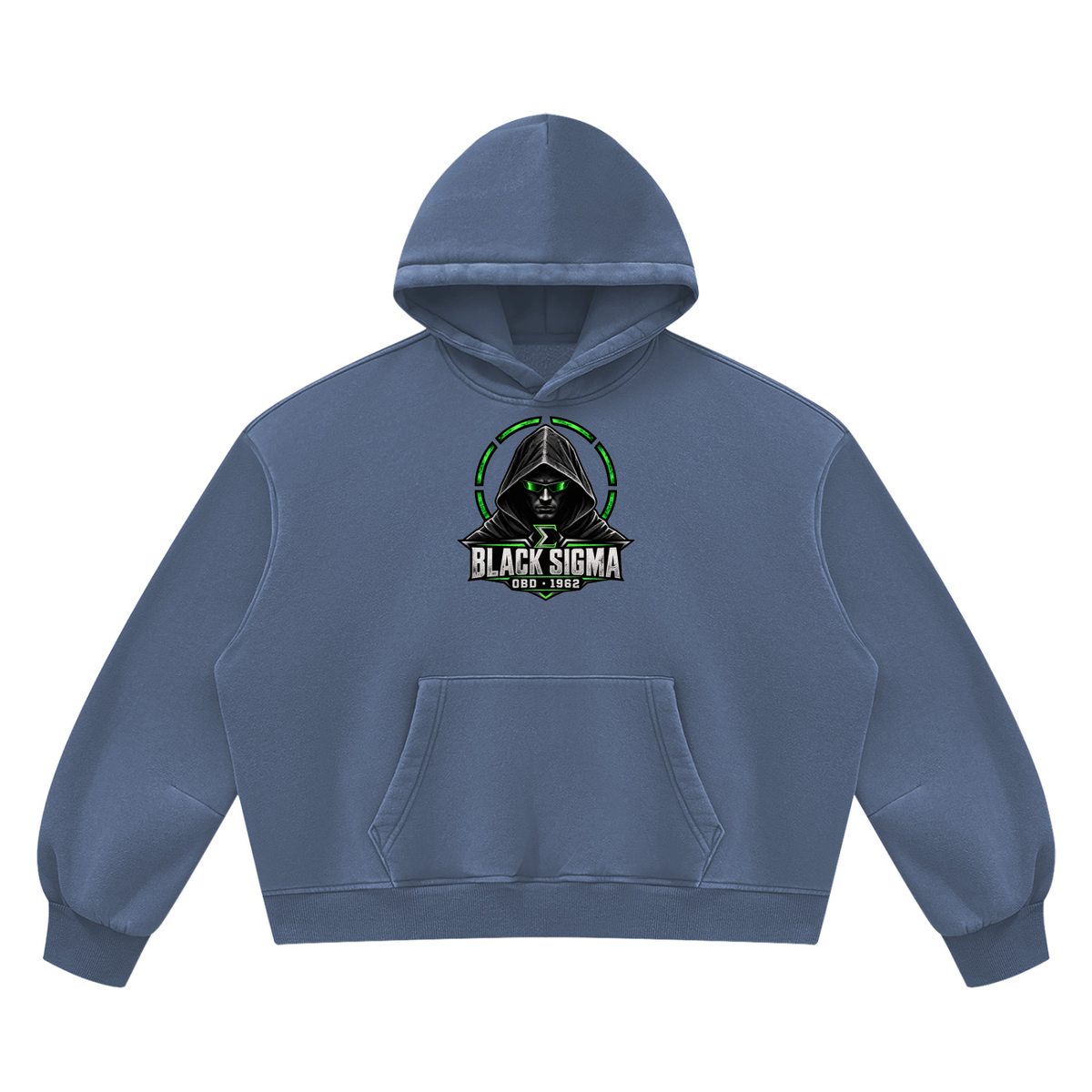 Black Sigma OBD 1962 Vintage Wash Boxy Fleece Hoodie