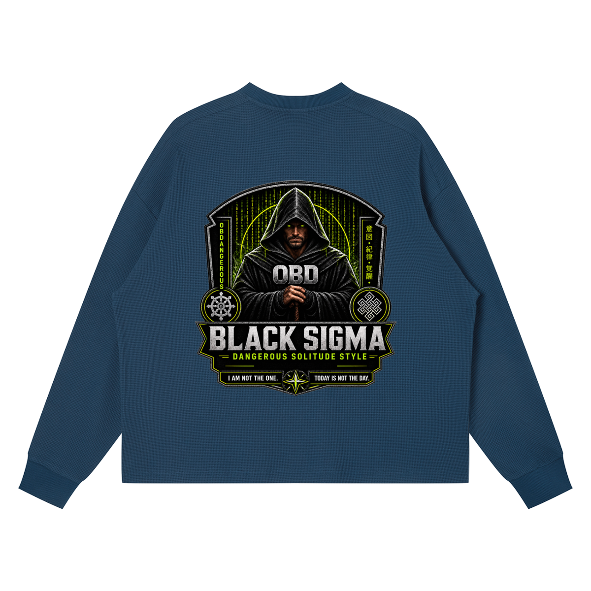 Black Sigma Unisex Waffle Boxy Long Sleeve T-Shirt
