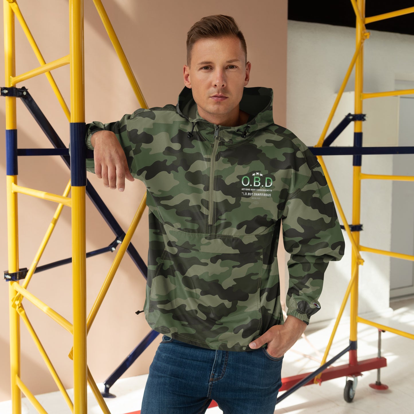 OBDangerous Designed Camo Embroidered Champion Packable Jacket